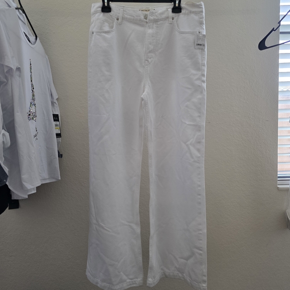 Free People Stride High Waist Wide Leg Jeans White Coton Pants - Picture 11 of 11